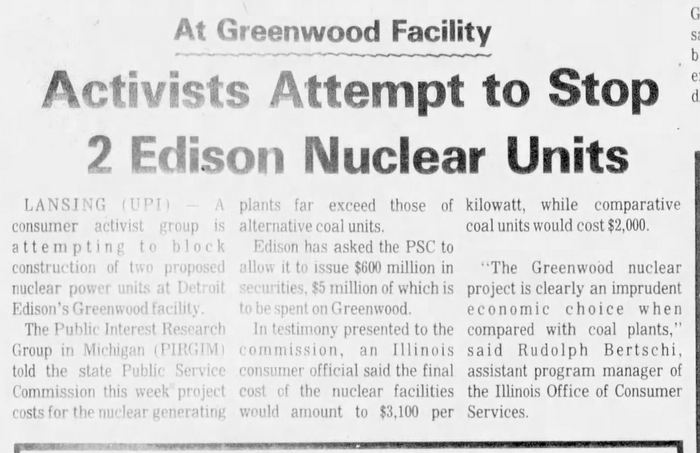 Greenwood Nuclear Power Plant (Cancelled) - Nov 1979 Opposition